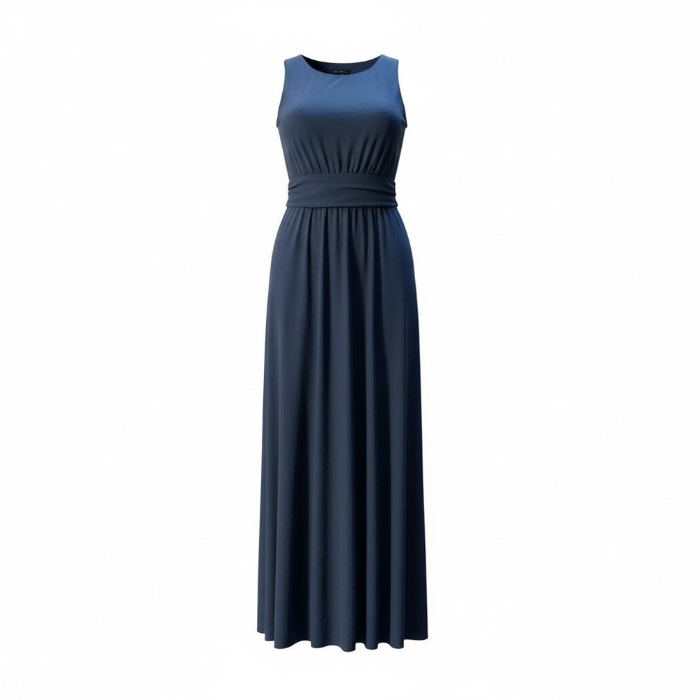 Theory Haridee Marvel Maxi Dress Women 2 Blue Sleeveless Minimalist Quiet Luxury